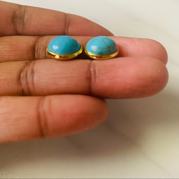 Natural Turquoise gemstone earrings - Picture 4 of 4